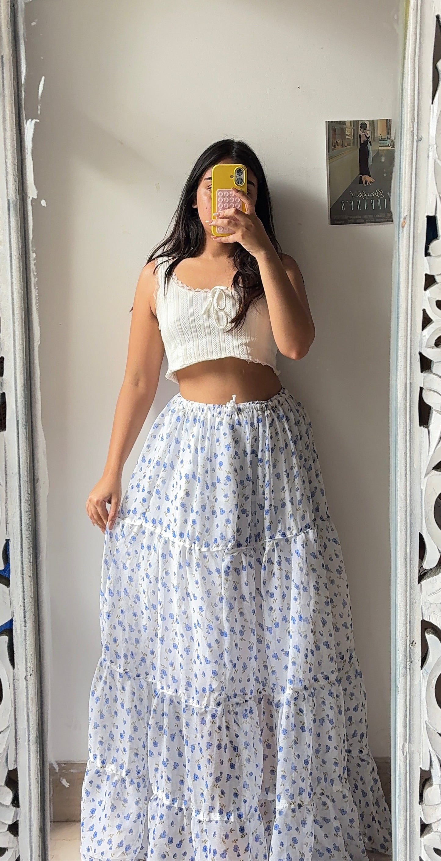 Pinteresty Mini Floral White Skirt