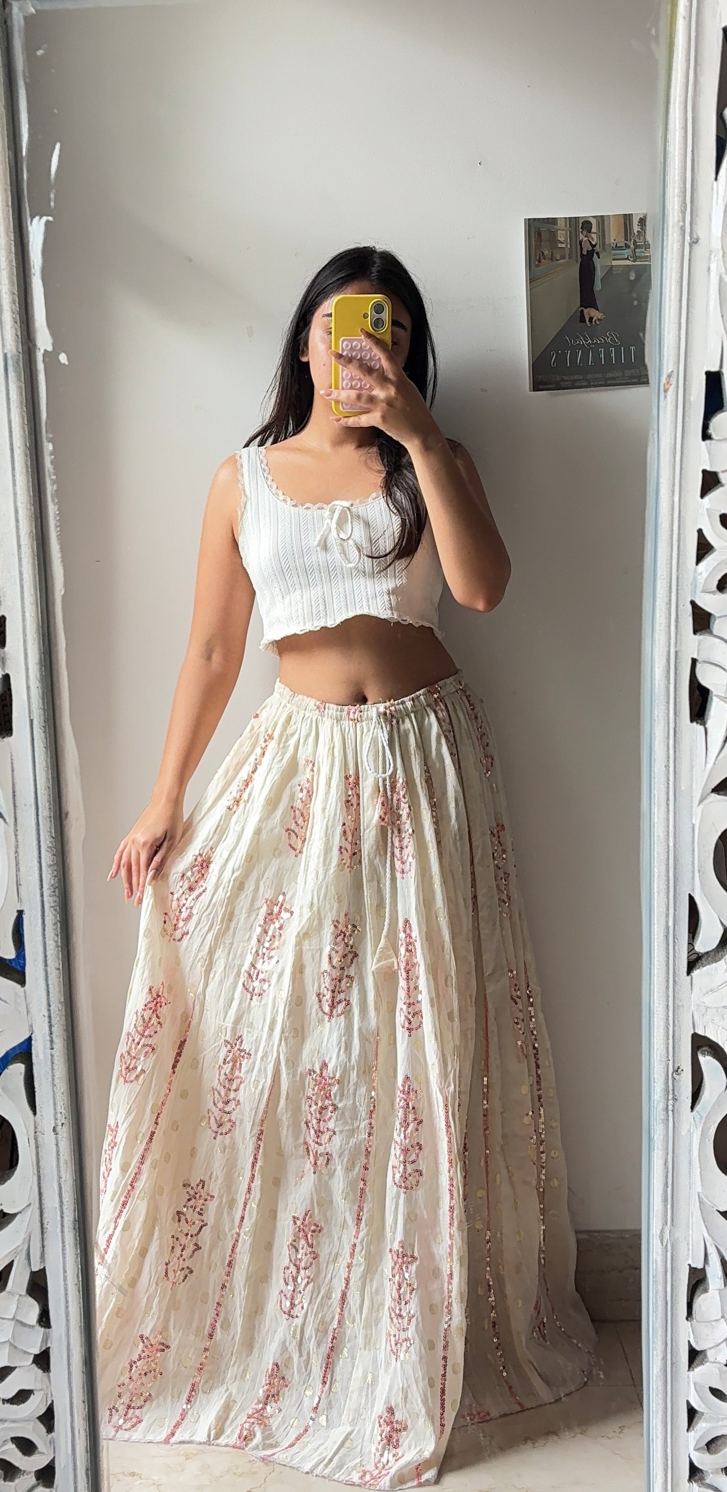 Lehenga Style White Skirt
