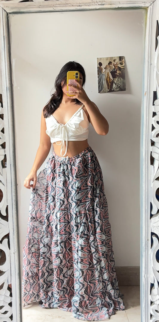 Whirlwind Abstract Print Skirt