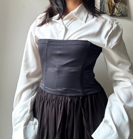 Off-Shoulder Plain Fitted Black Corset