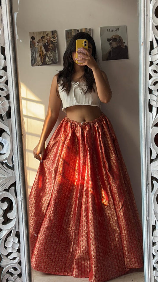 Golden Glimmer Ethnic Skirt