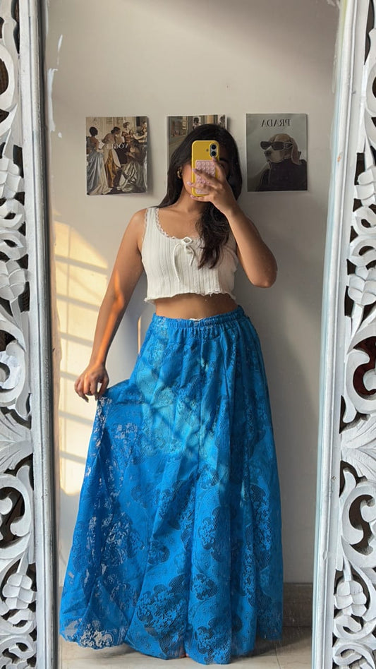 Ocean Blue Chikankari Skirt