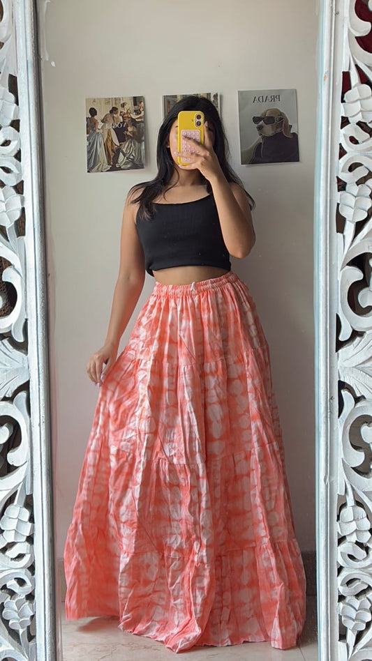 Faded Orange&White Skirt