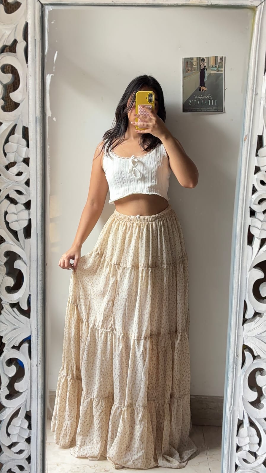 Beige Flared Skirt