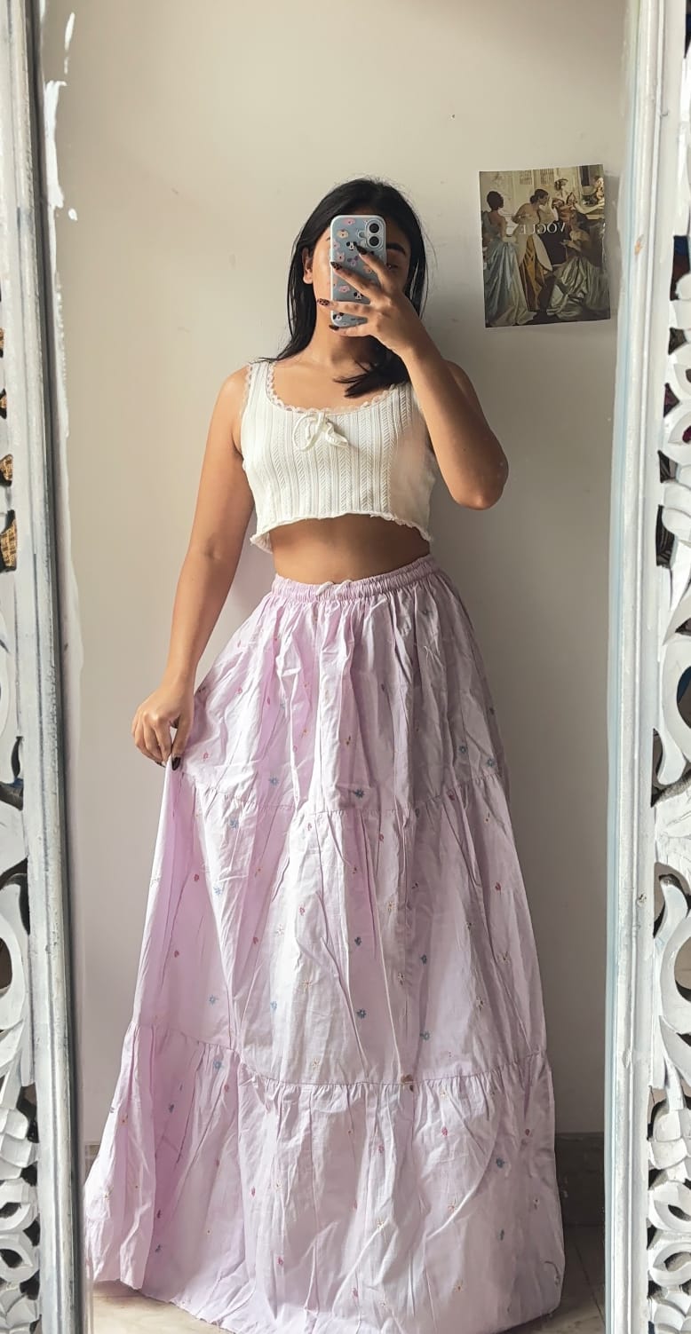 Cherry Blossom Pink Dotted Skirt
