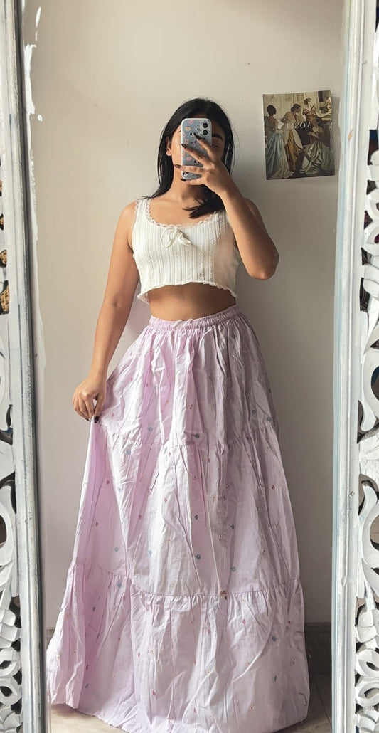 Cherry Blossom Pink Dotted Skirt