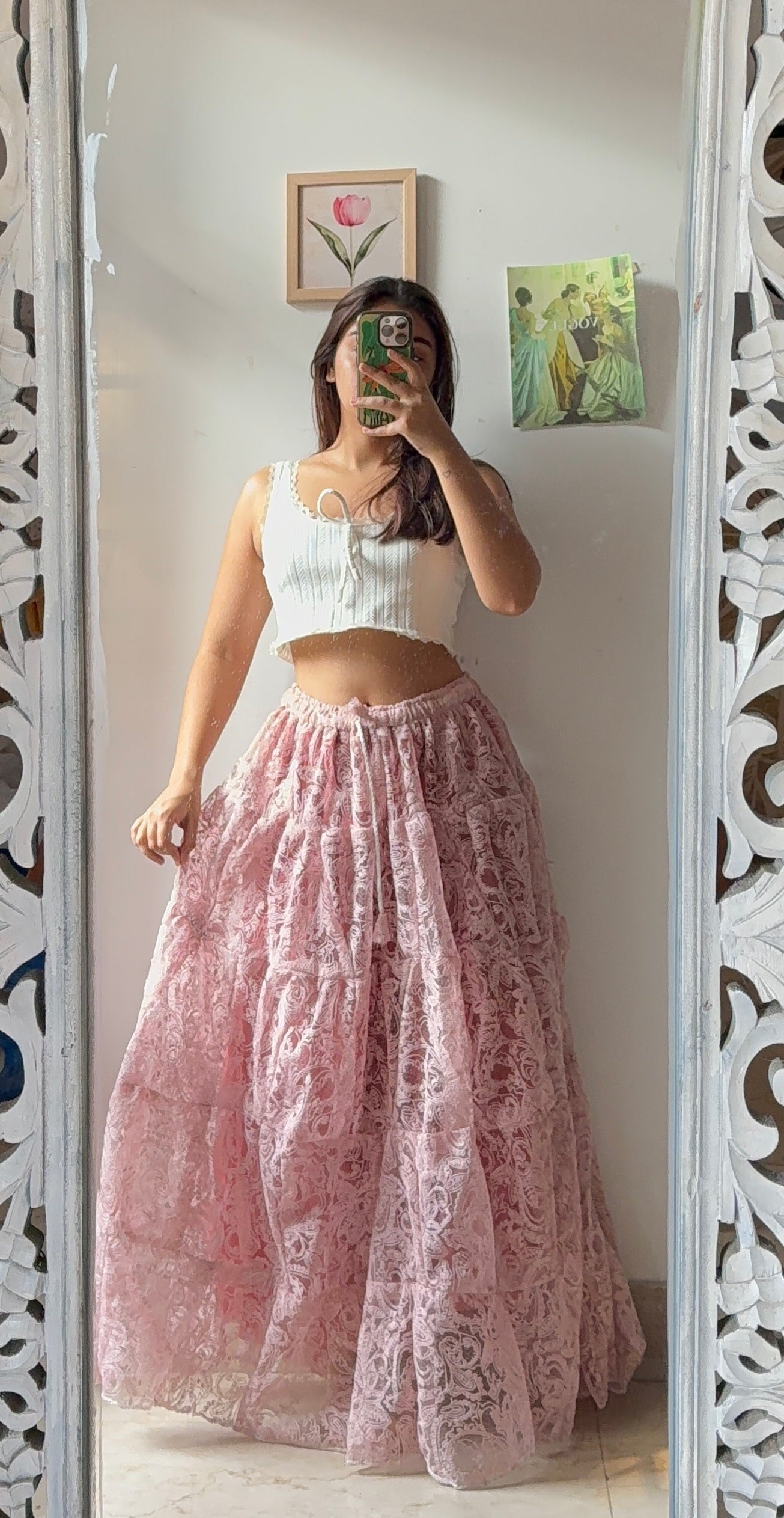 Chikankari Dusty Pink Skirt