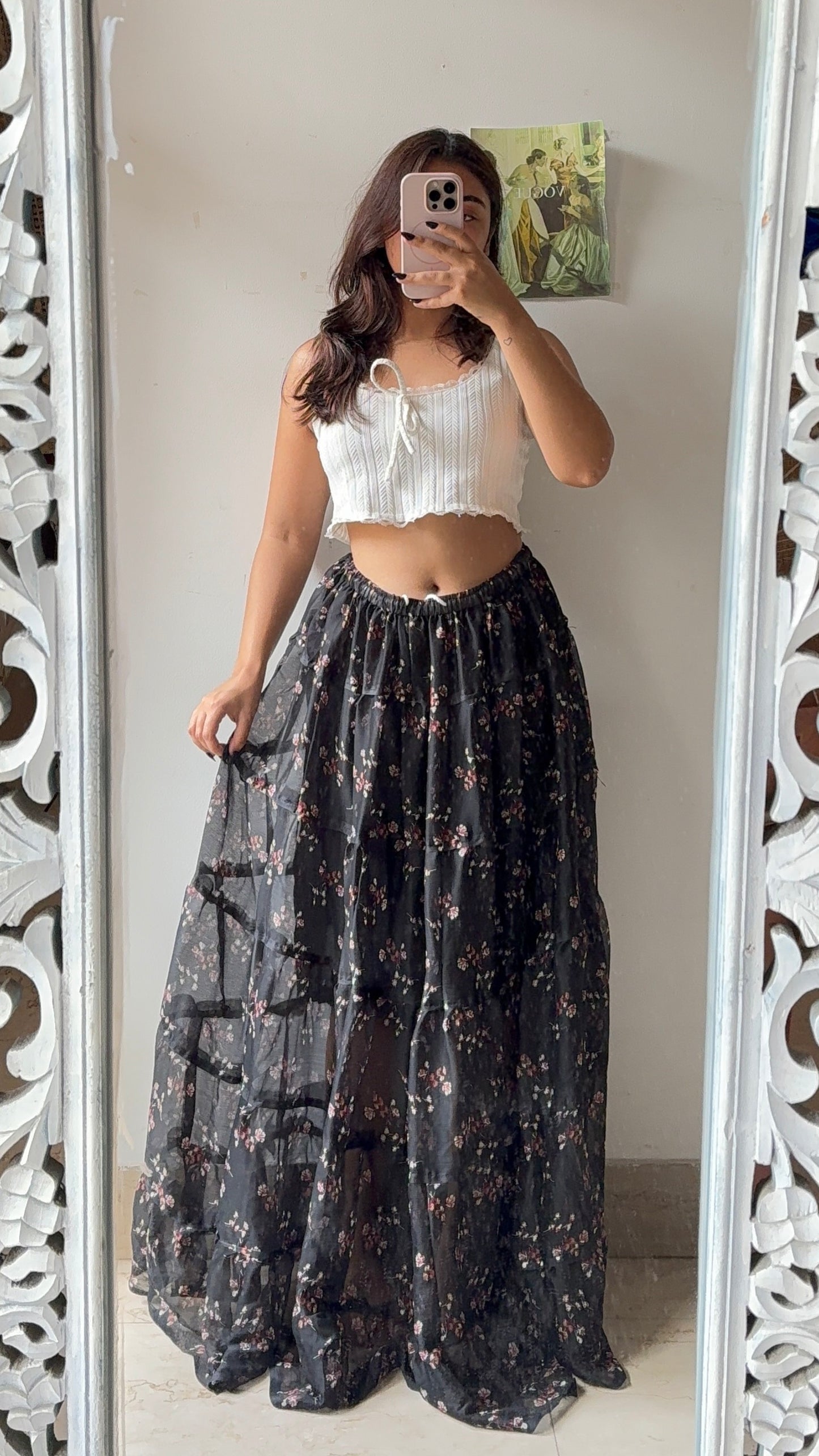 Black Pinteresty Floral Skirt