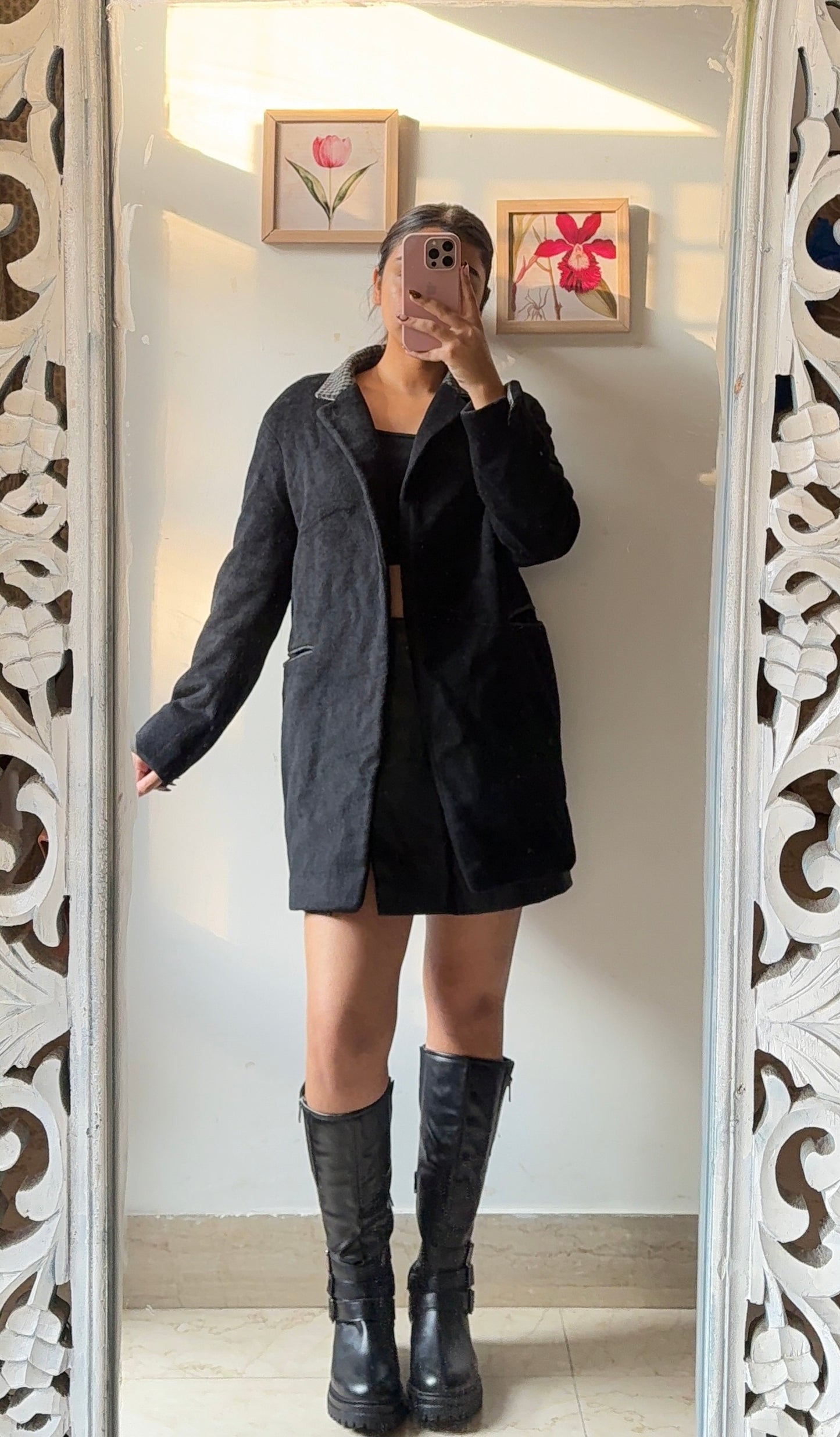 Casual Black Overcoat