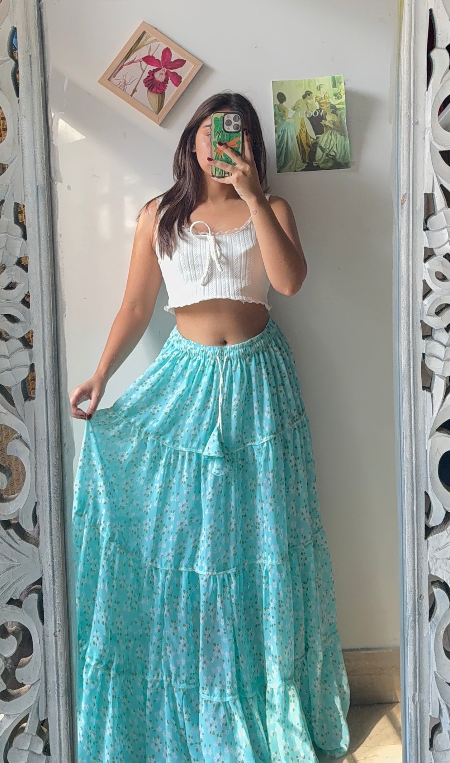 Blue Mini Floral Skirt
