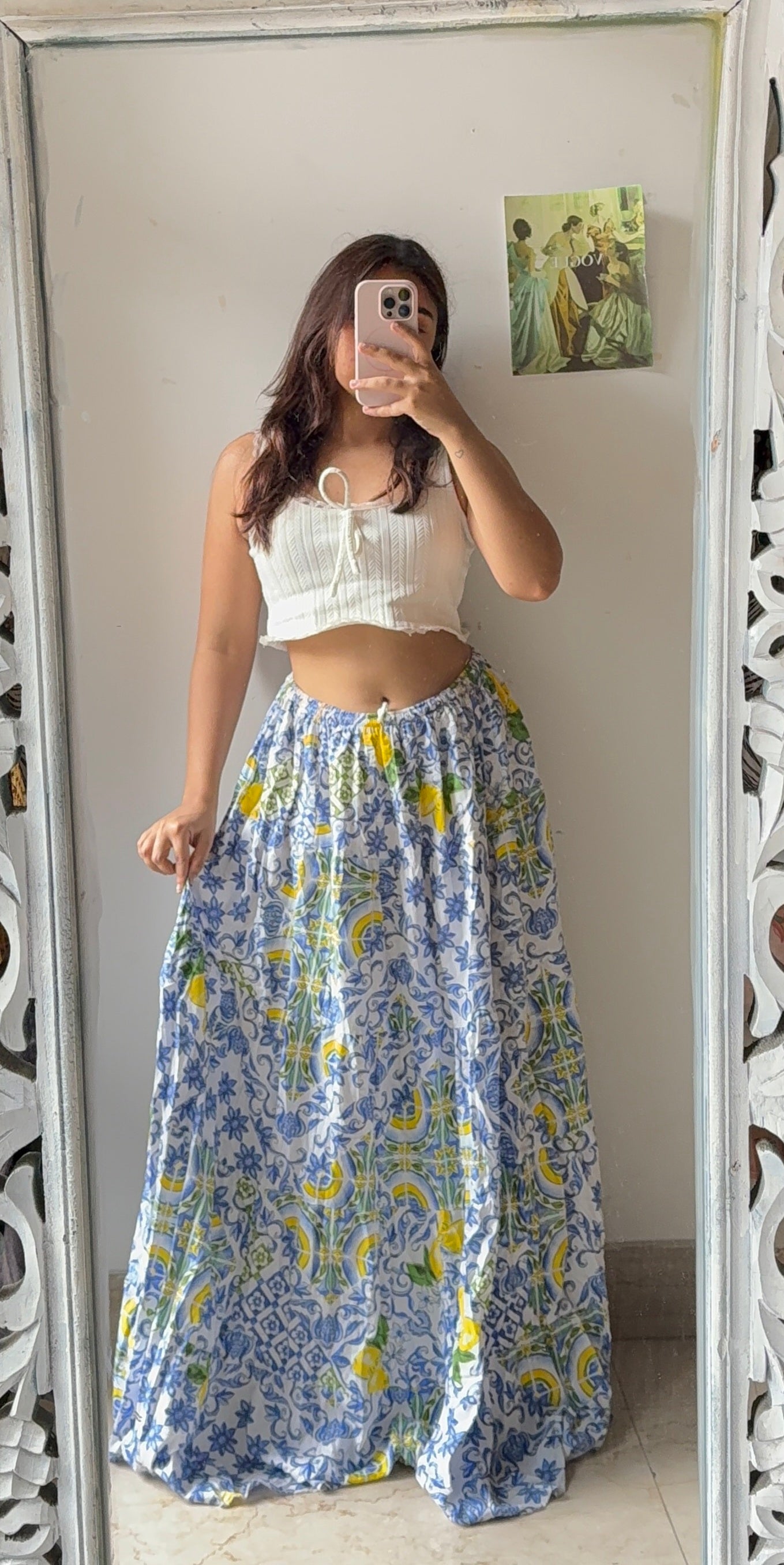 Summery Vibe Abstract Print White Skirt