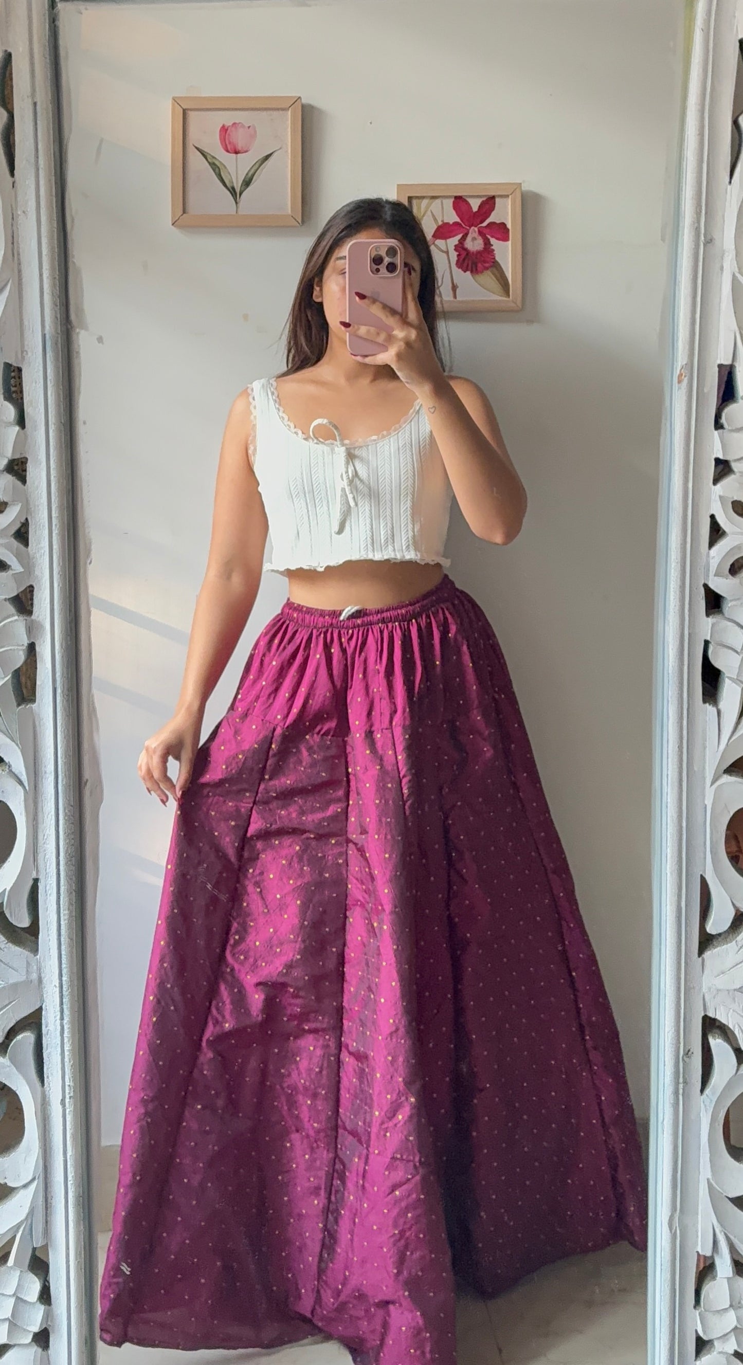 Classic Magenta Dotted Skirt