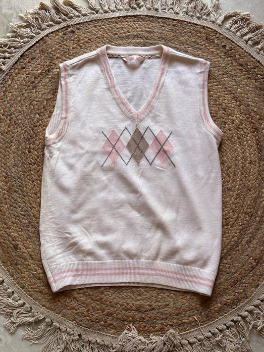 Baby Pink & White Sweater Vest