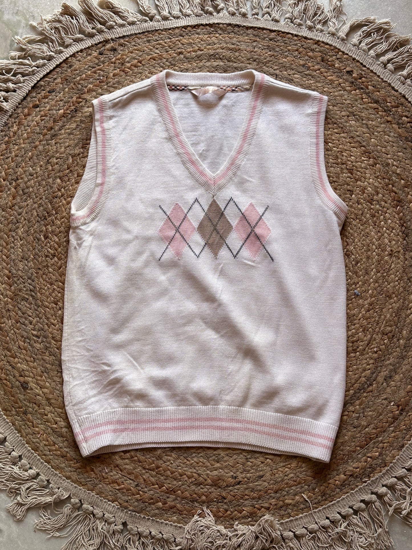 Baby Pink & White Sweater Vest