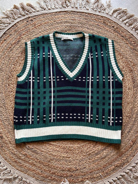 Green Houndstooth Sweater Vest