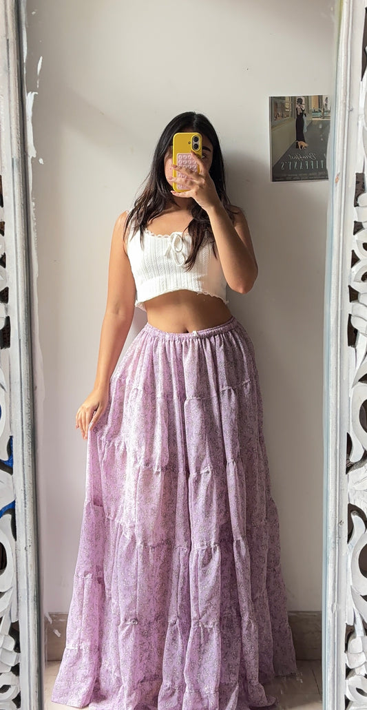 Lilac Ditsy Floral Skirt