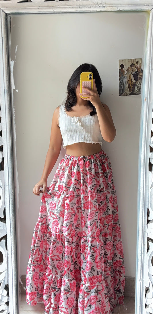 Pink Enchanting Floral Skirt