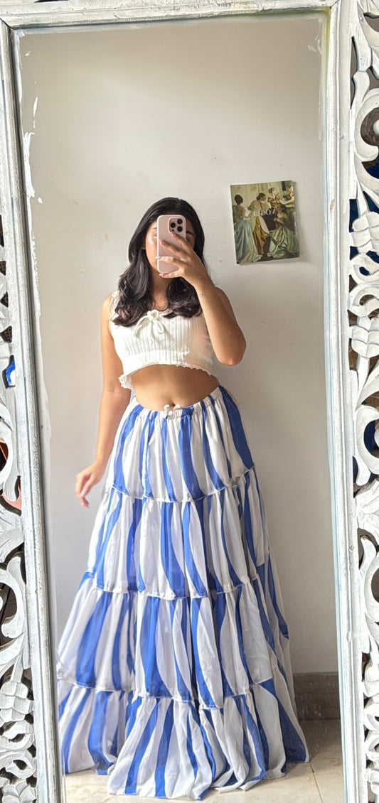 White&Blue Striped Skirt