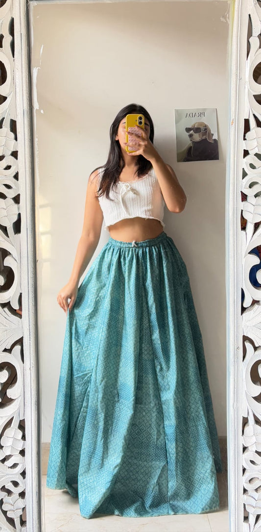 Turquoise Blue Ethnic Skirt