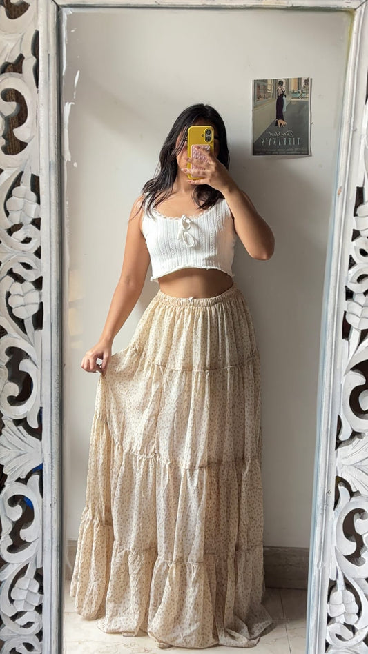 Beige Flared Skirt