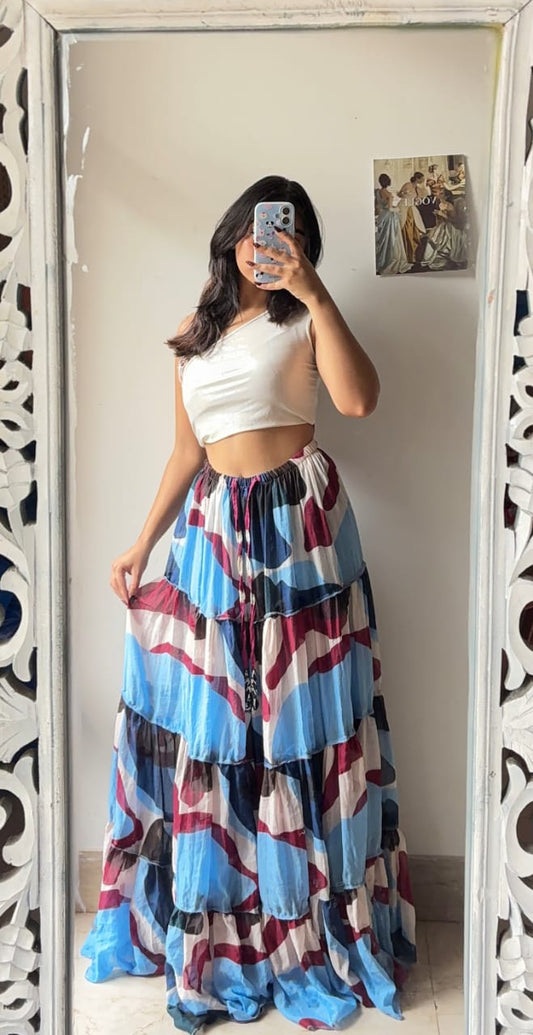 Multi-Coloured Abstract Print Skirt