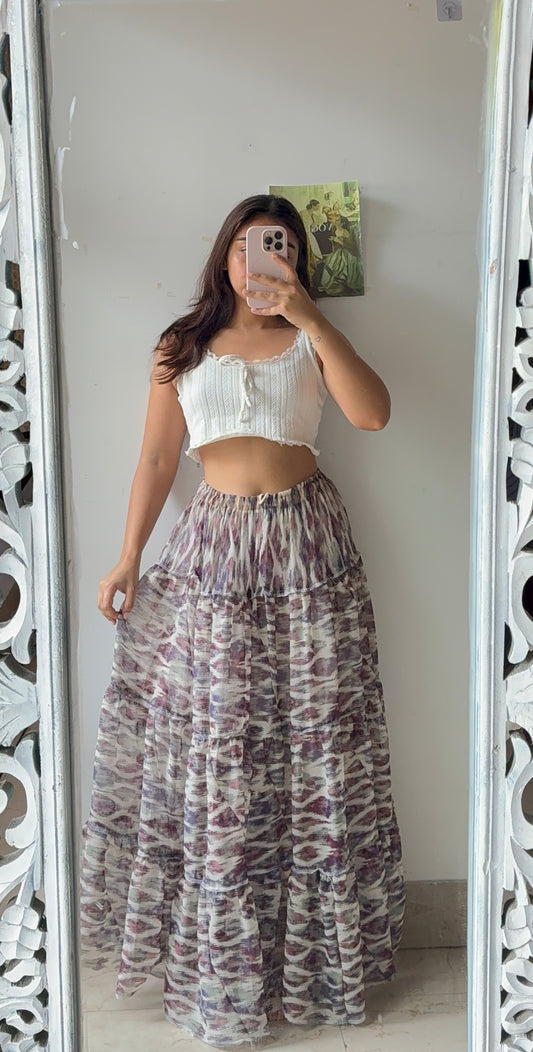 Blurry Abtract Print Skirt