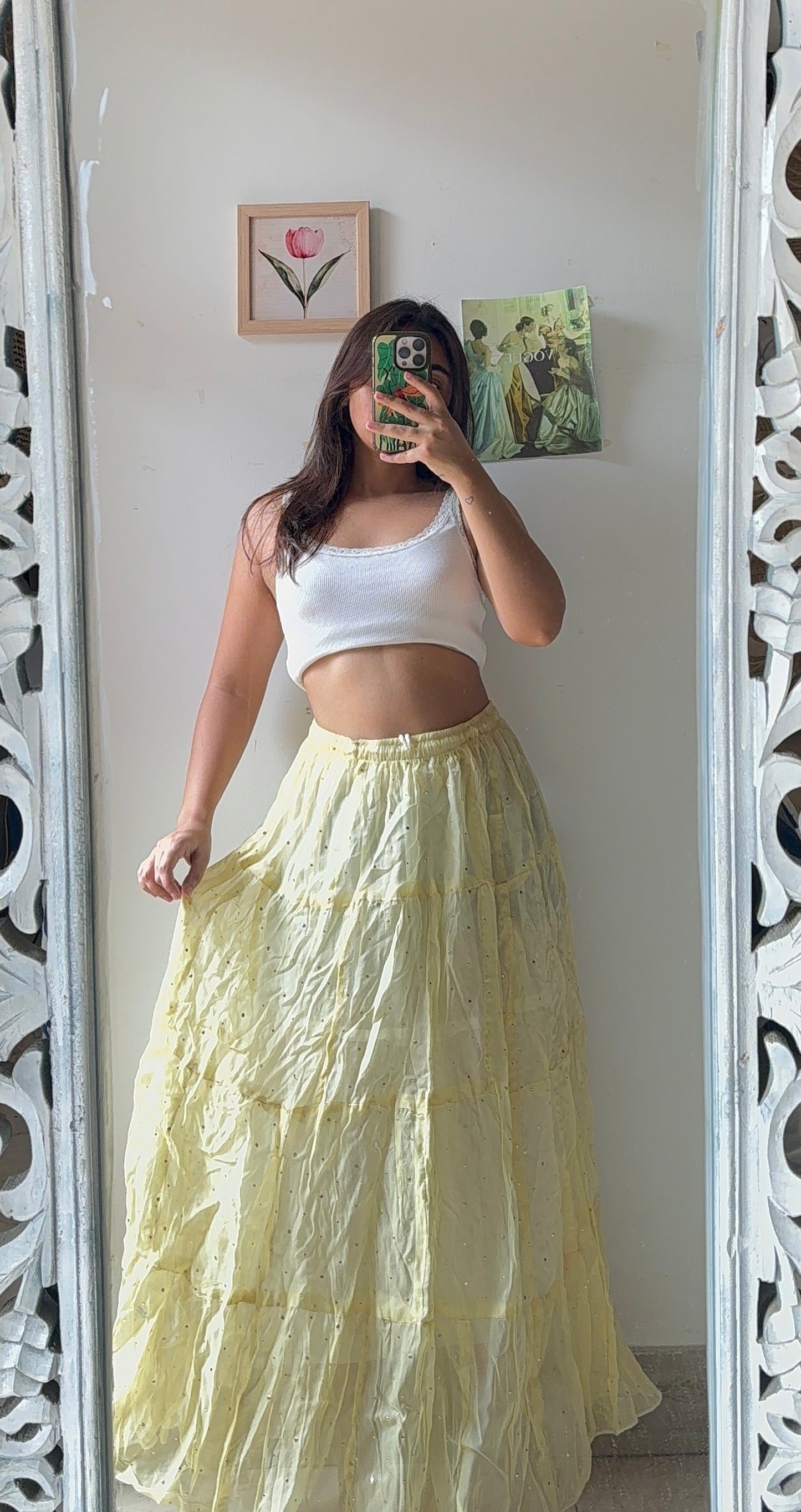 Lime Yellow Dotted Skirt