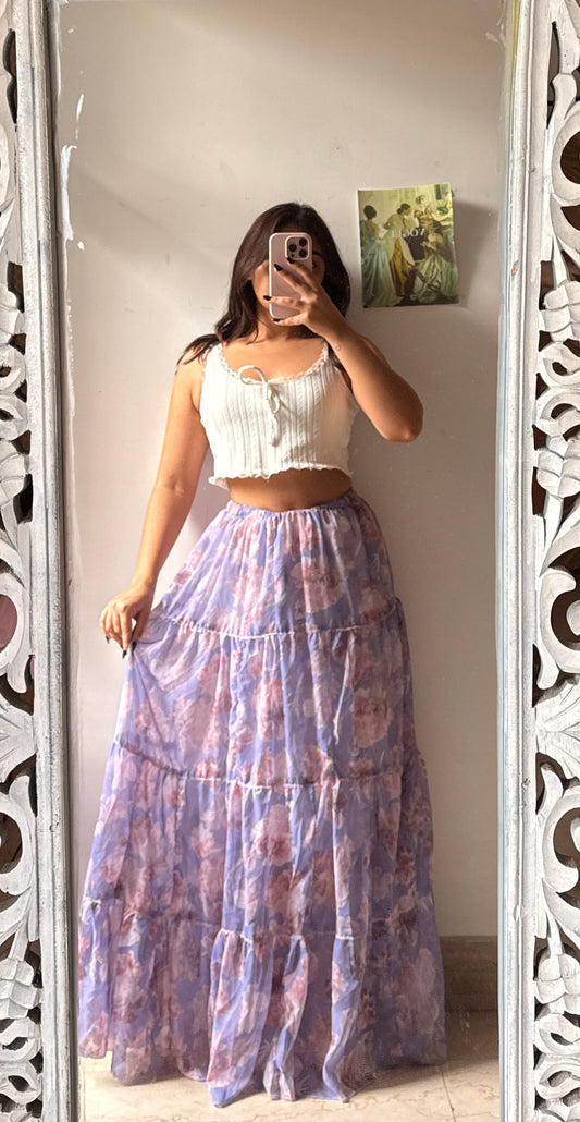 Purple Floral Skirt