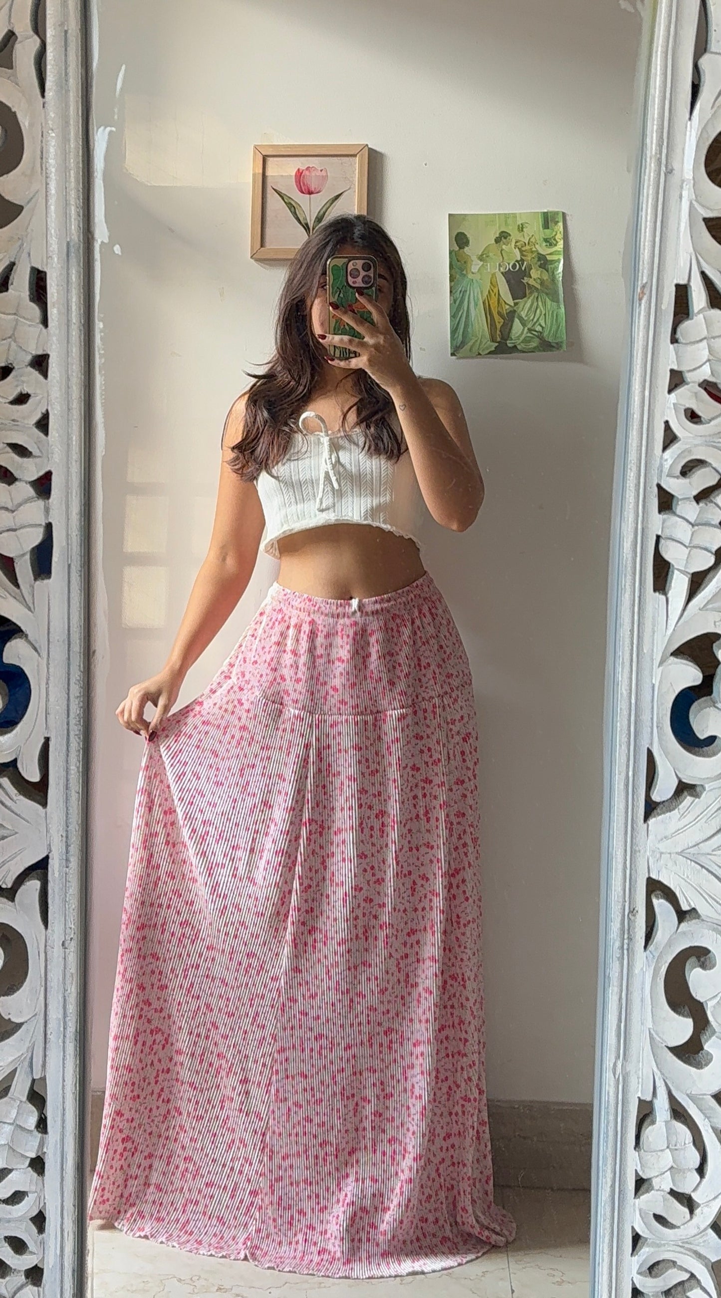 Soft Pink Ditsy Floral Skirt