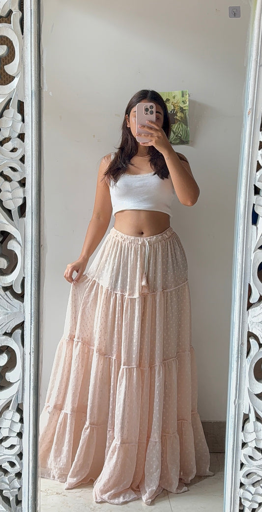 Pastel Peach Dotted Skirt