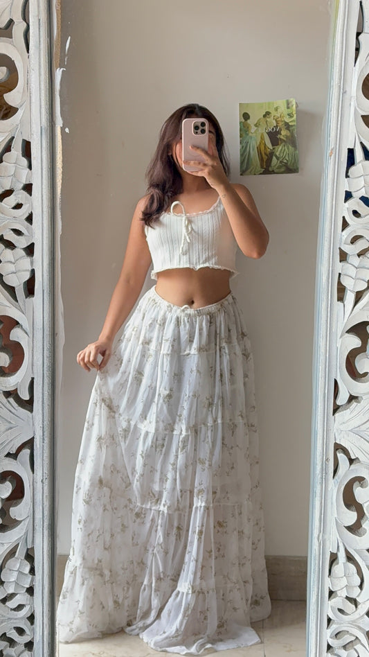 Fairy White Floral Skirt