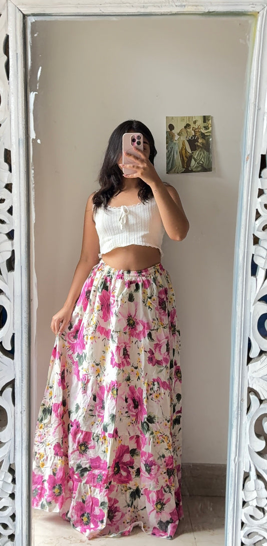 Prettyish Floral White Skirt