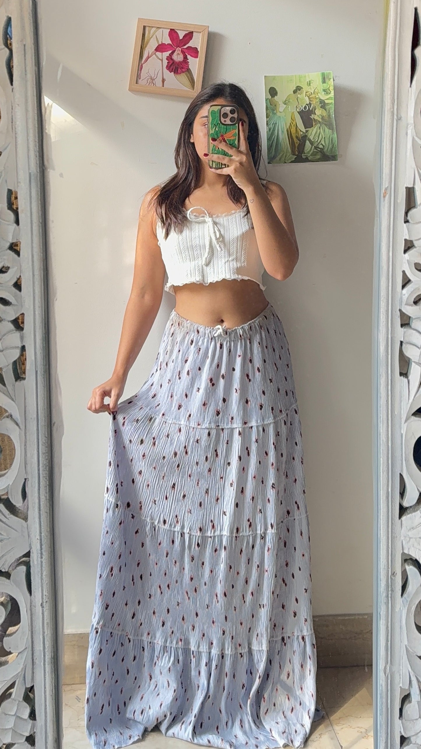 Dusty Blue Dotted Skirt