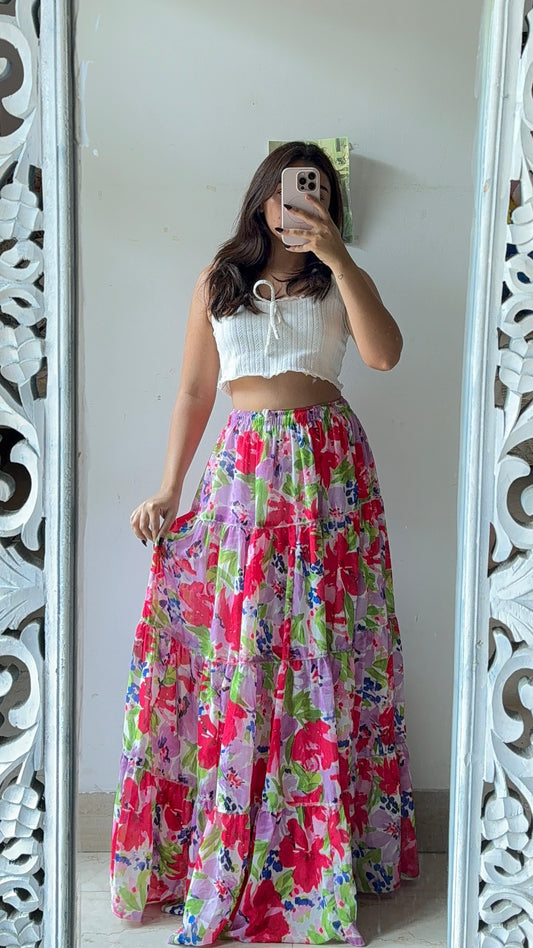 Colourful Floral Flowy Skirt