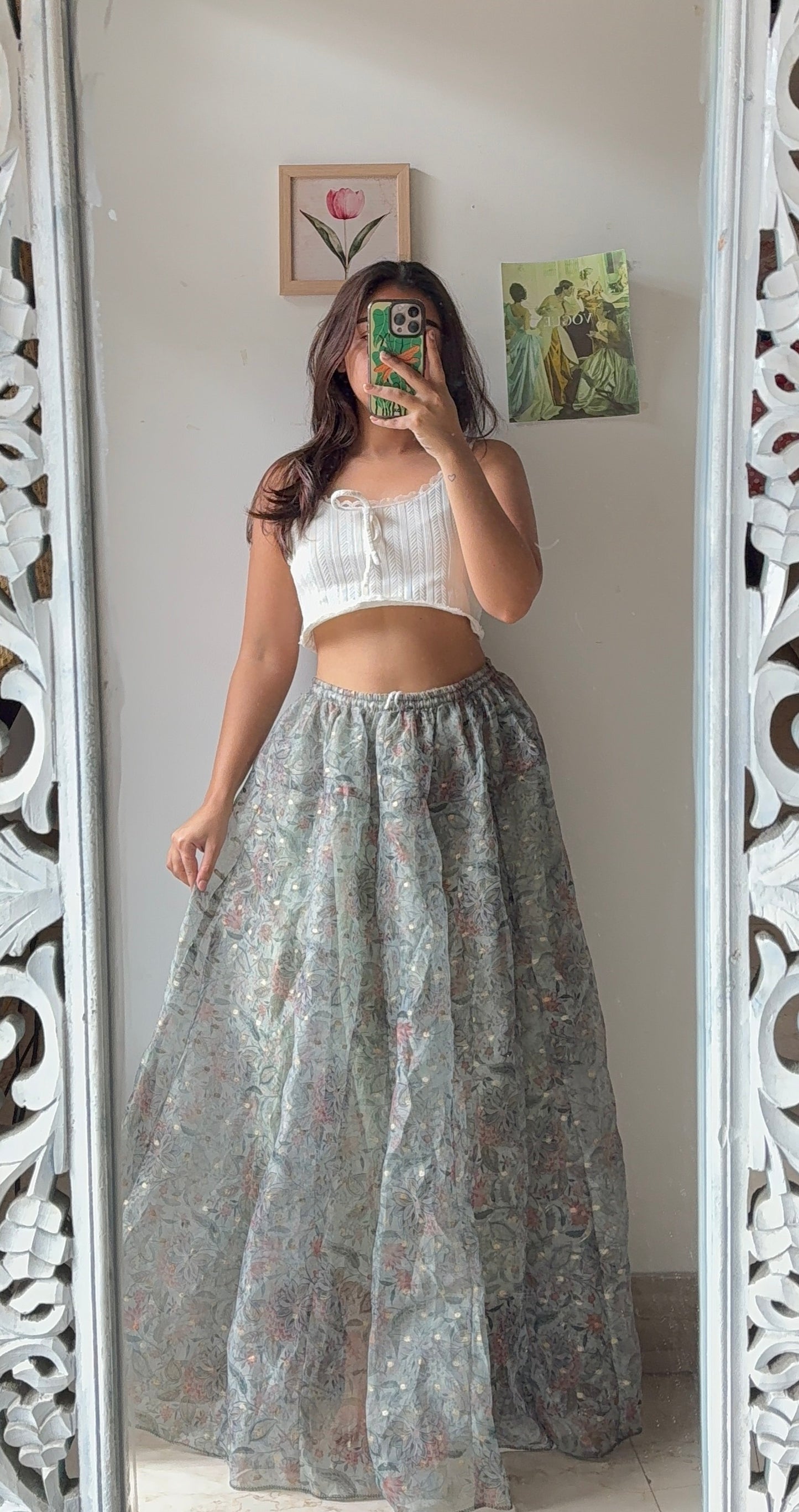 Grey Whispering Bloom Skirt
